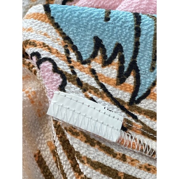 Cupshe Cover Up Shirt Size Large Floral Striped Button Front Top Tropical Beach - Picture 9 of 10